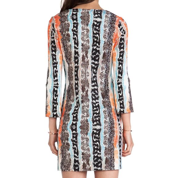 Diane von Furstenberg NEW REINA TWO Silk 3/4 Sleeve Mini Dress in Oasis Snake - Picture 7 of 8